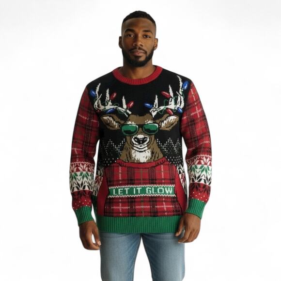 Ugly Holiday Sweater Festive & Funny Unisex Knit Reindeer Sweater size XL - Picture 9 of 13